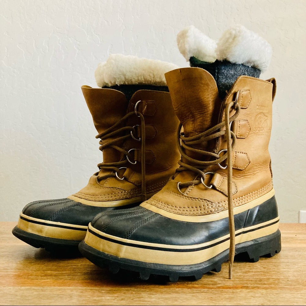 Sorel Women's Caribou Weatherproof Leather Lace Up Lined Boots / Size 8